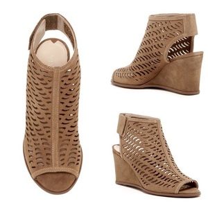 Via Spiga | delsey suede peep toe wedge NWOT